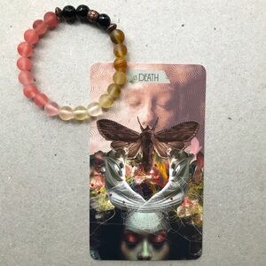 Lyndie ~Death/Rebirth~ Natural Crystal Bead Bracelet Cherry Quartz Black Onyx